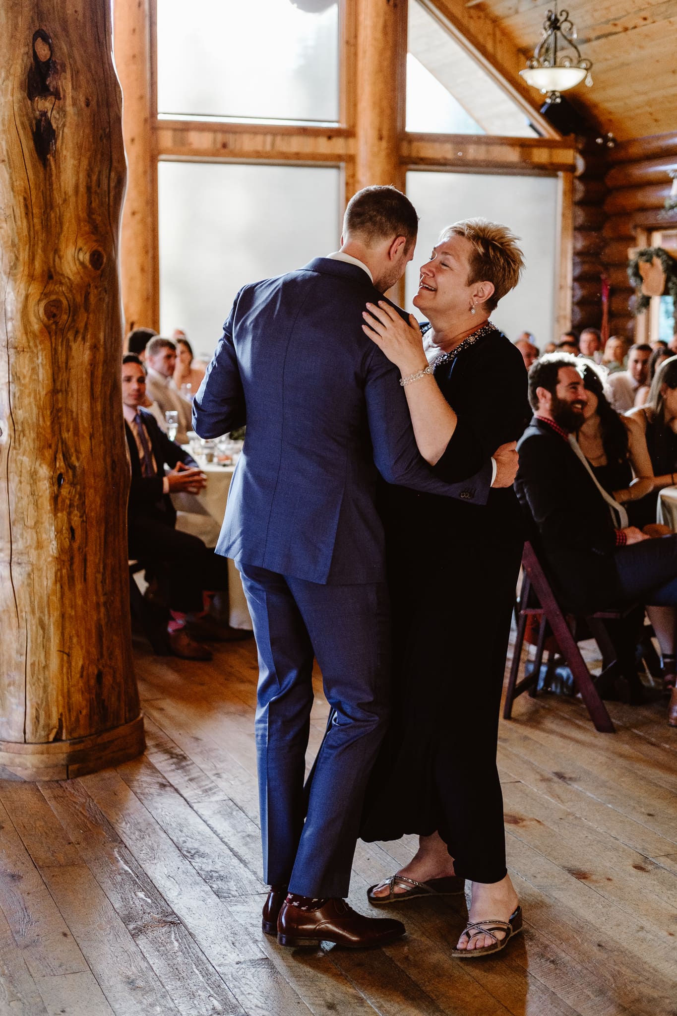 Bride dancing with her father at Breckenridge Nordic Center wedding, Summit County wedding photographer