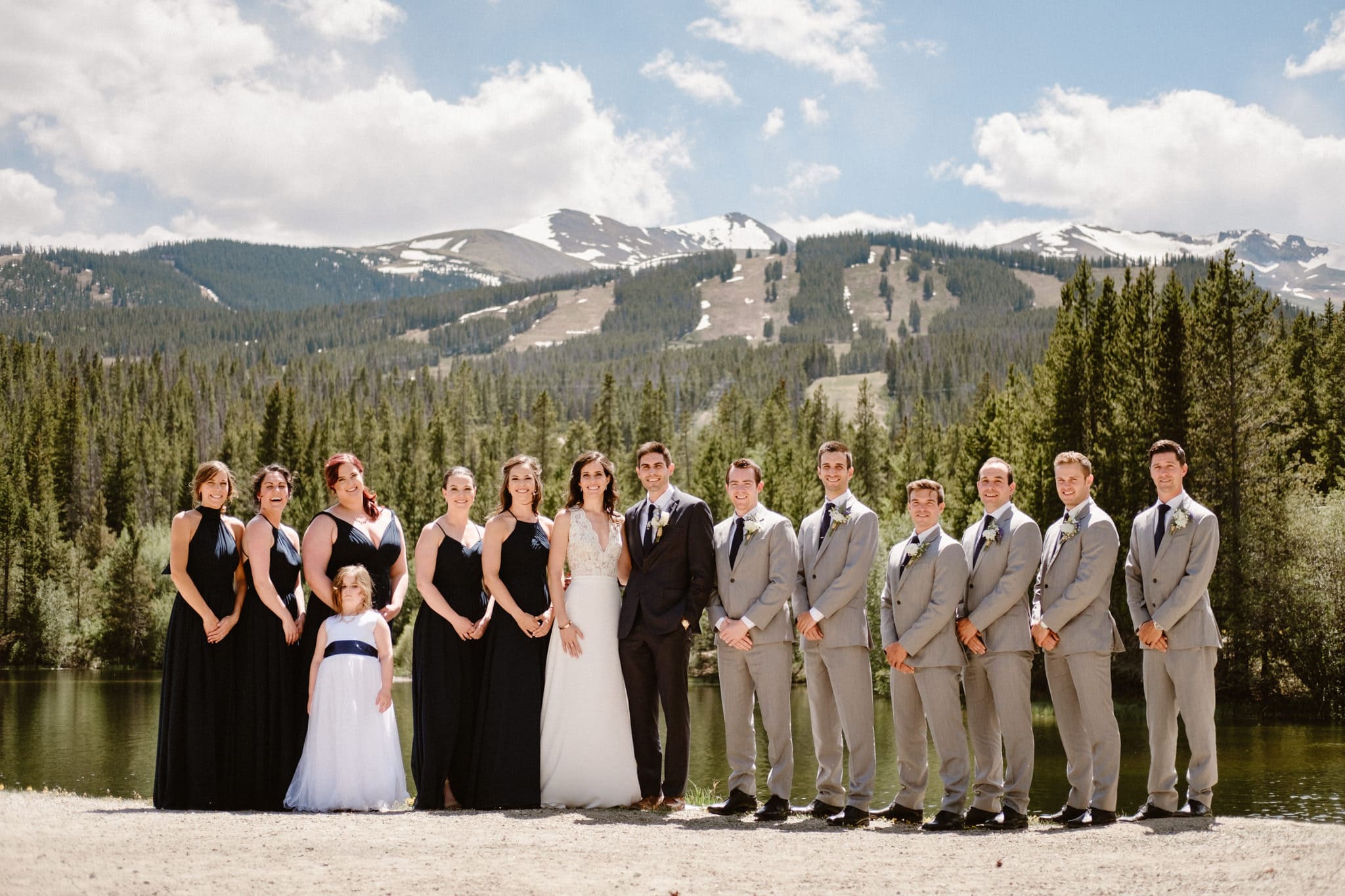 Wedding Party photos at Sawmill Reservoir in Breckenridge, Colorado wedding photographer