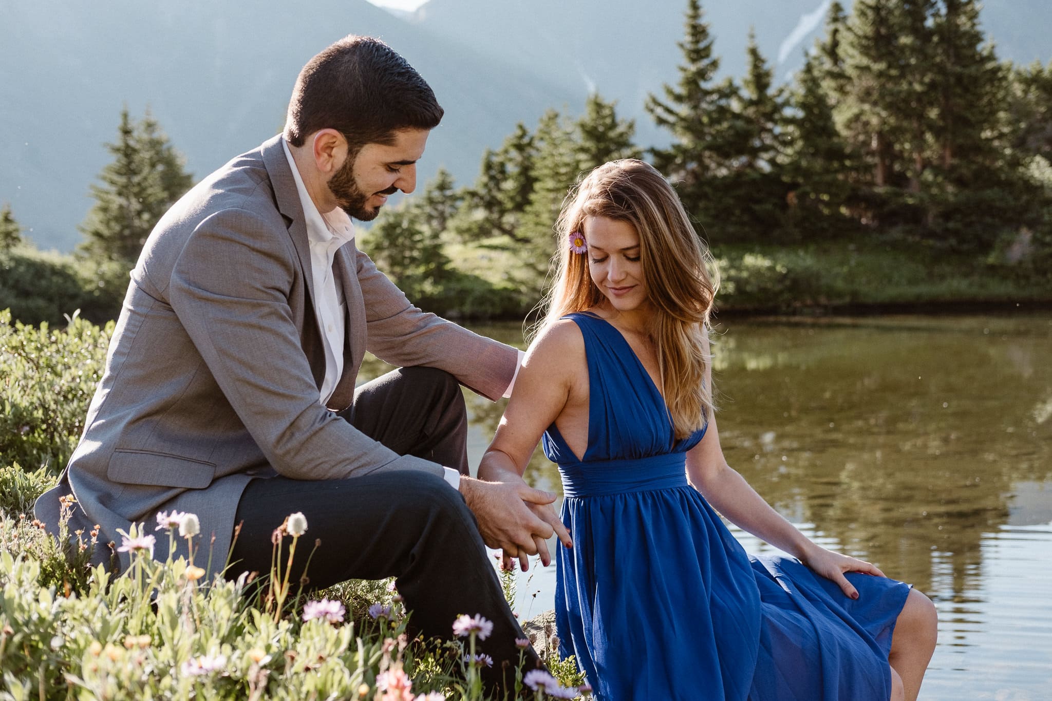 Colorado adventure engagement photography, Loveland Pass mountain alpine lake elopement, Summit County wedding photographer
