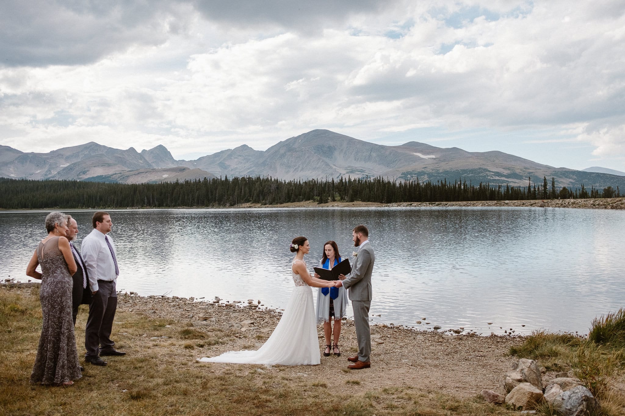 Colorado mountain elopement photographer, alpine lake adventure wedding, Boulder wedding photographer, outdoor ceremony