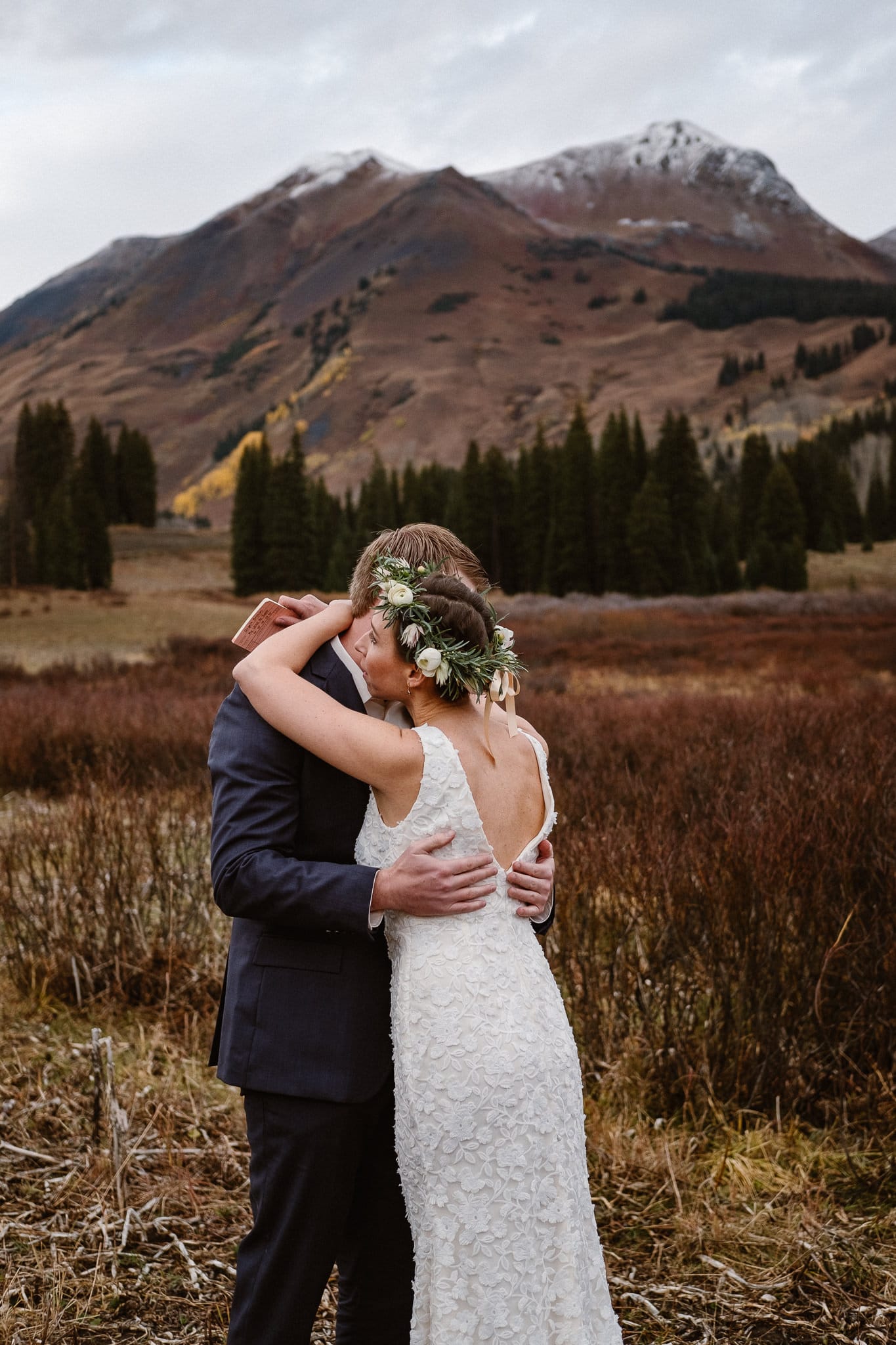 Crested Butte Wedding Photographer, Scarp Ridge Lodge intimate elopement, self solemnized elopement in Colorado, bride and groom portraits, Colorado mountain adventure wedding