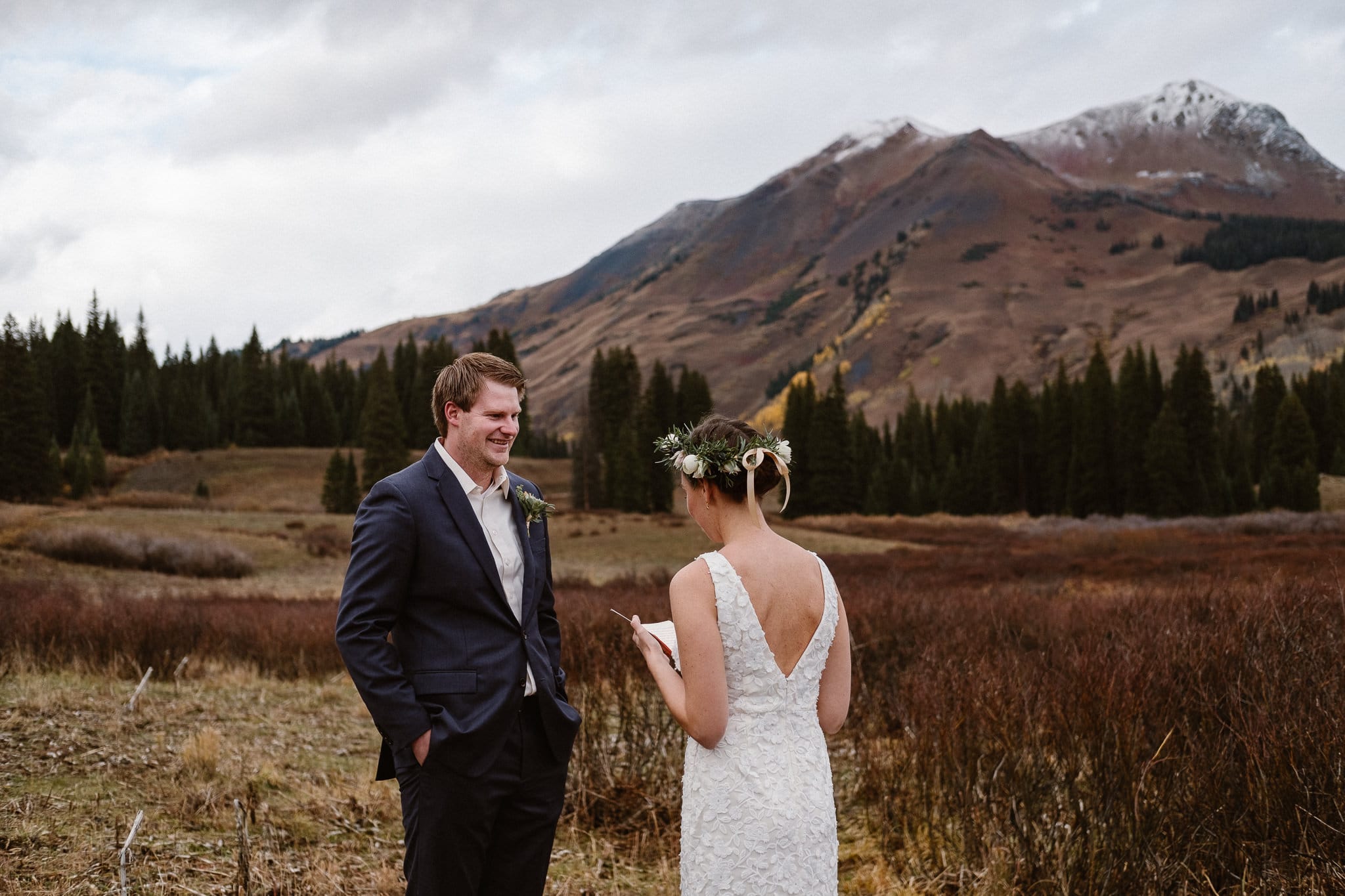 Crested Butte Wedding Photographer, Scarp Ridge Lodge intimate elopement, self solemnized elopement in Colorado, bride and groom portraits, Colorado mountain adventure wedding