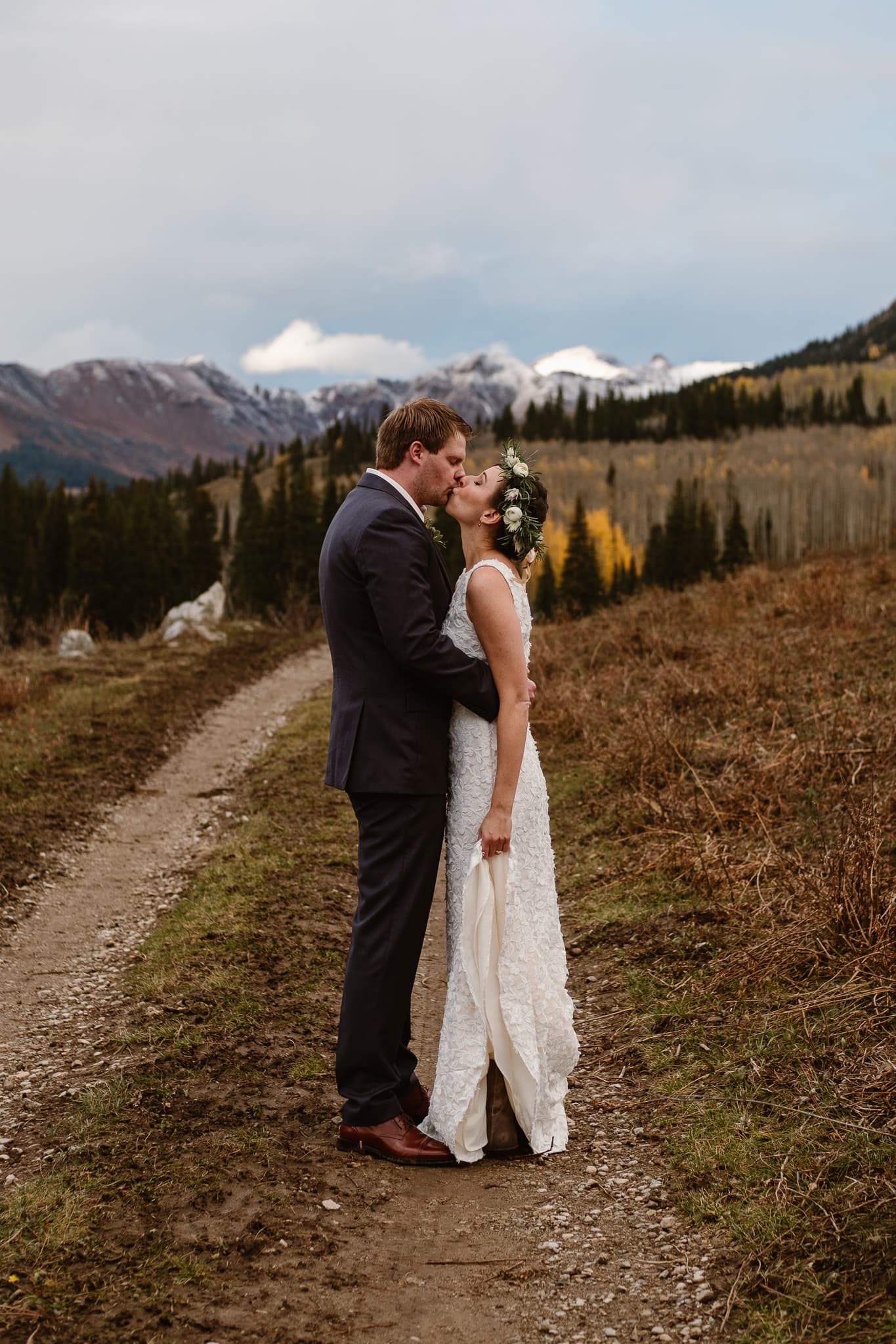 Crested Butte Wedding Photographer, Scarp Ridge Lodge intimate elopement, outdoor elopement in Colorado, Colorado mountain adventure wedding, bride and groom hiking portraits