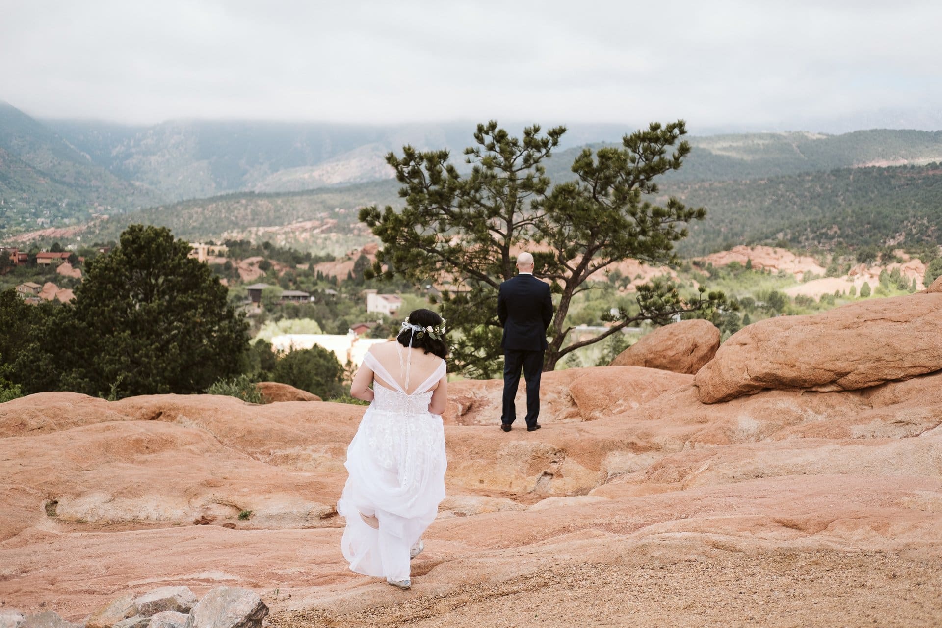 First look before elopement at Garden of the Gods in Colorado Springs