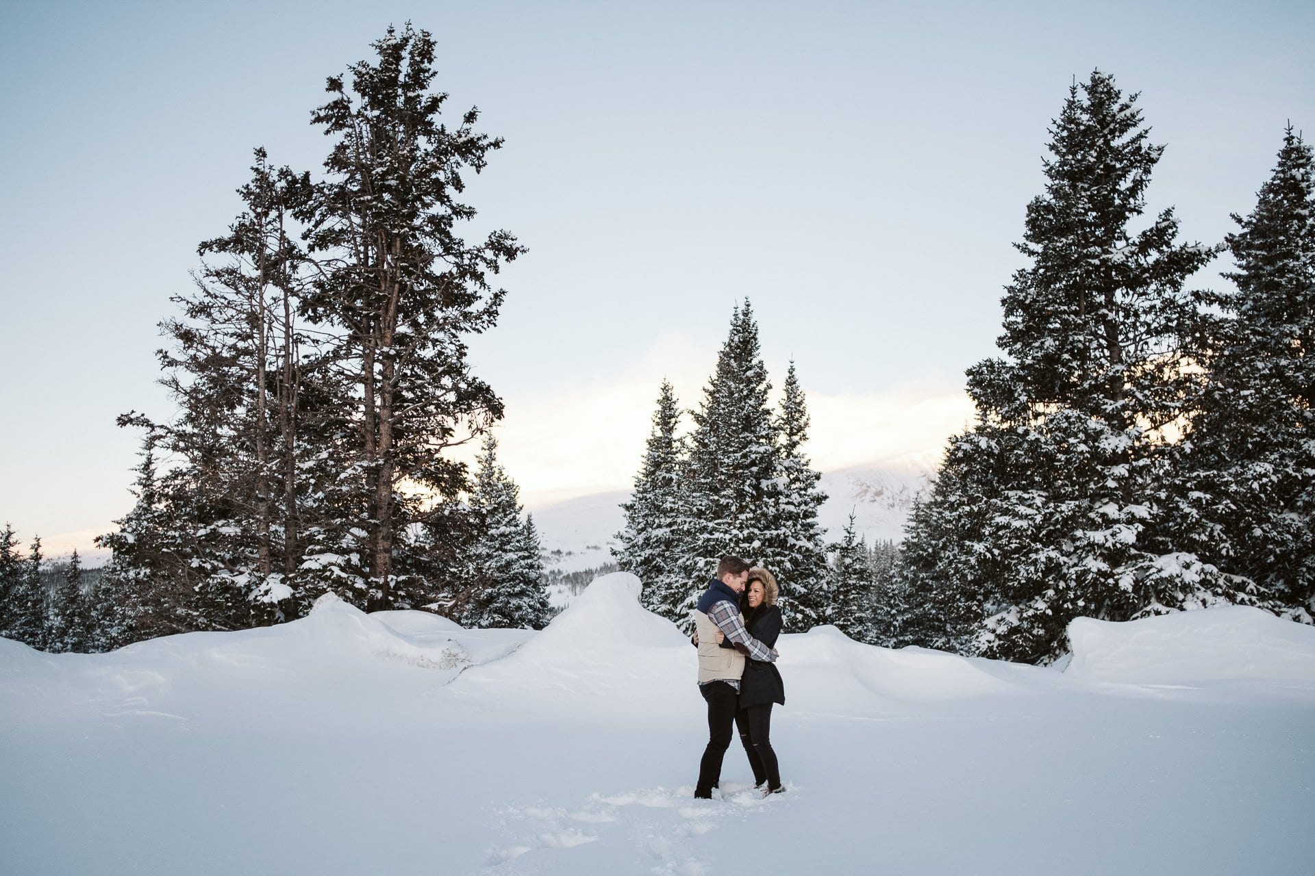 Breckenridge engagement session in winter with snow