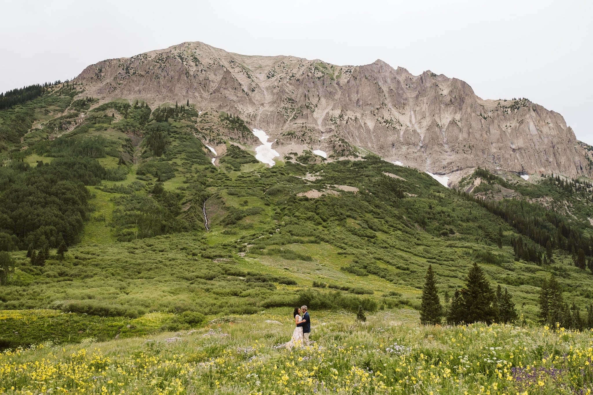 Crested Butte wedding in mountains with wildflowers, Colorado wedding photographer