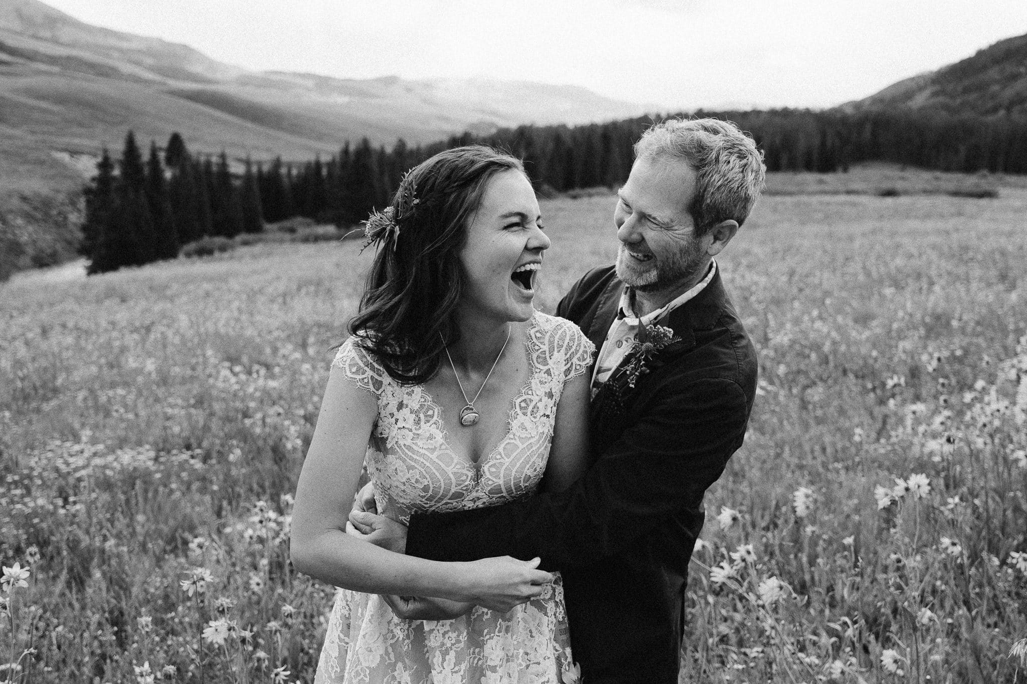 Crested Butte wedding in mountains with wildflowers, Colorado wedding photographer
