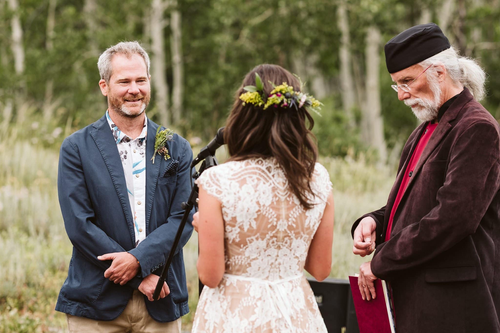 Woods Walk wedding ceremony in Crested Butte, Colorado wedding photographer