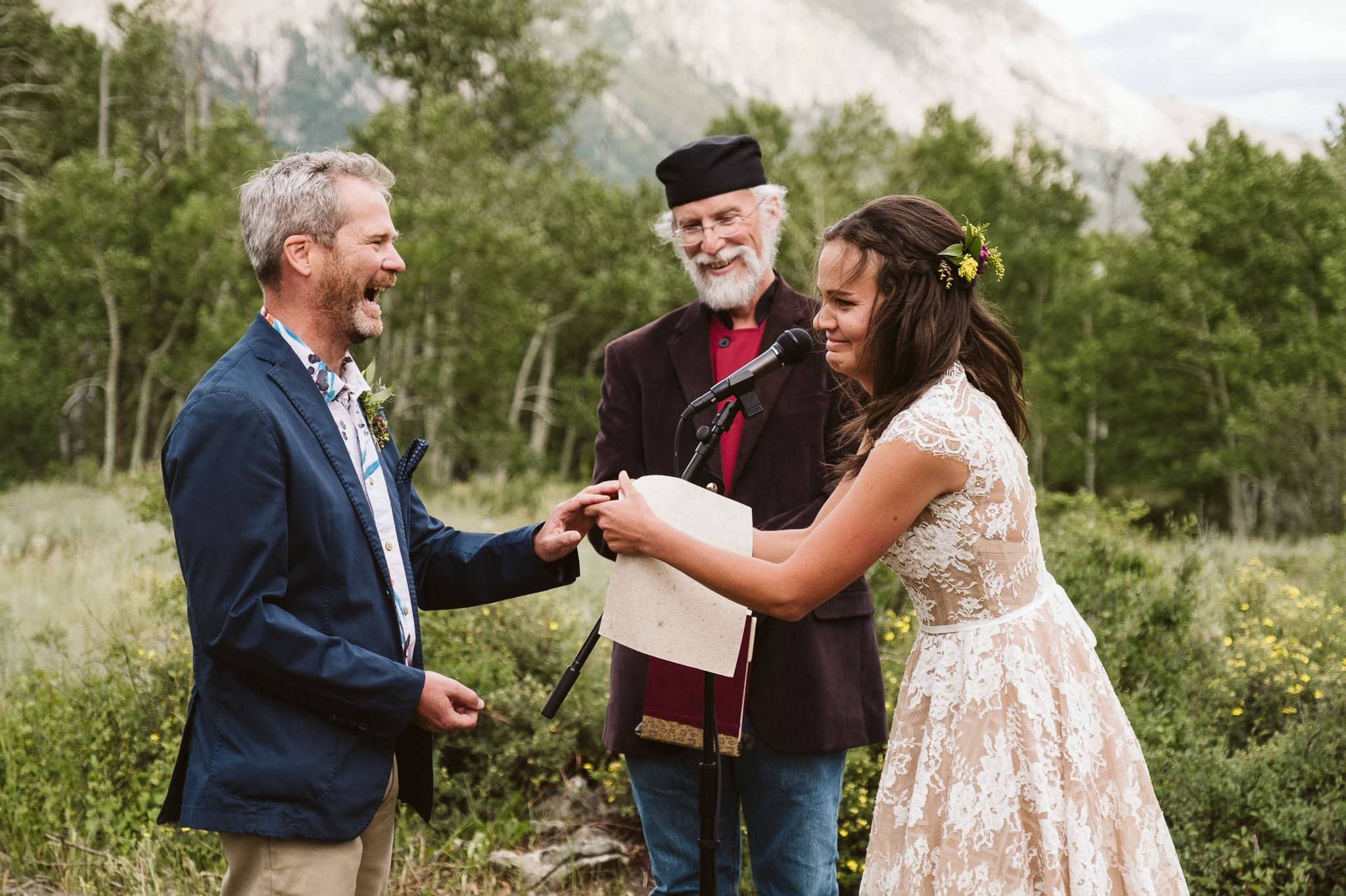 Woods Walk wedding ceremony in Crested Butte, Colorado wedding photographer