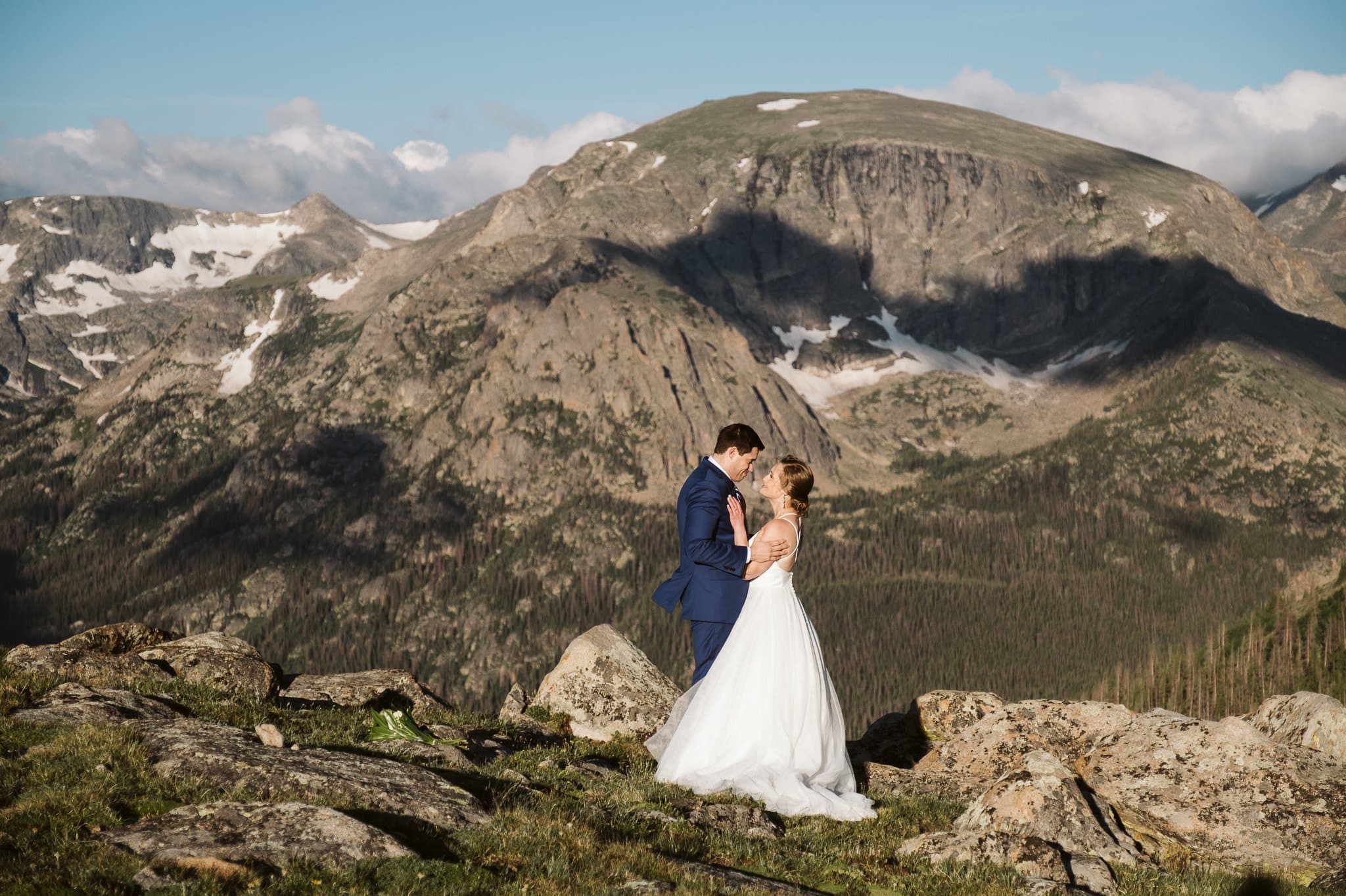 Adventure hiking elopement in the Rocky Mountains, Colorado elopement photographer, adventure wedding
