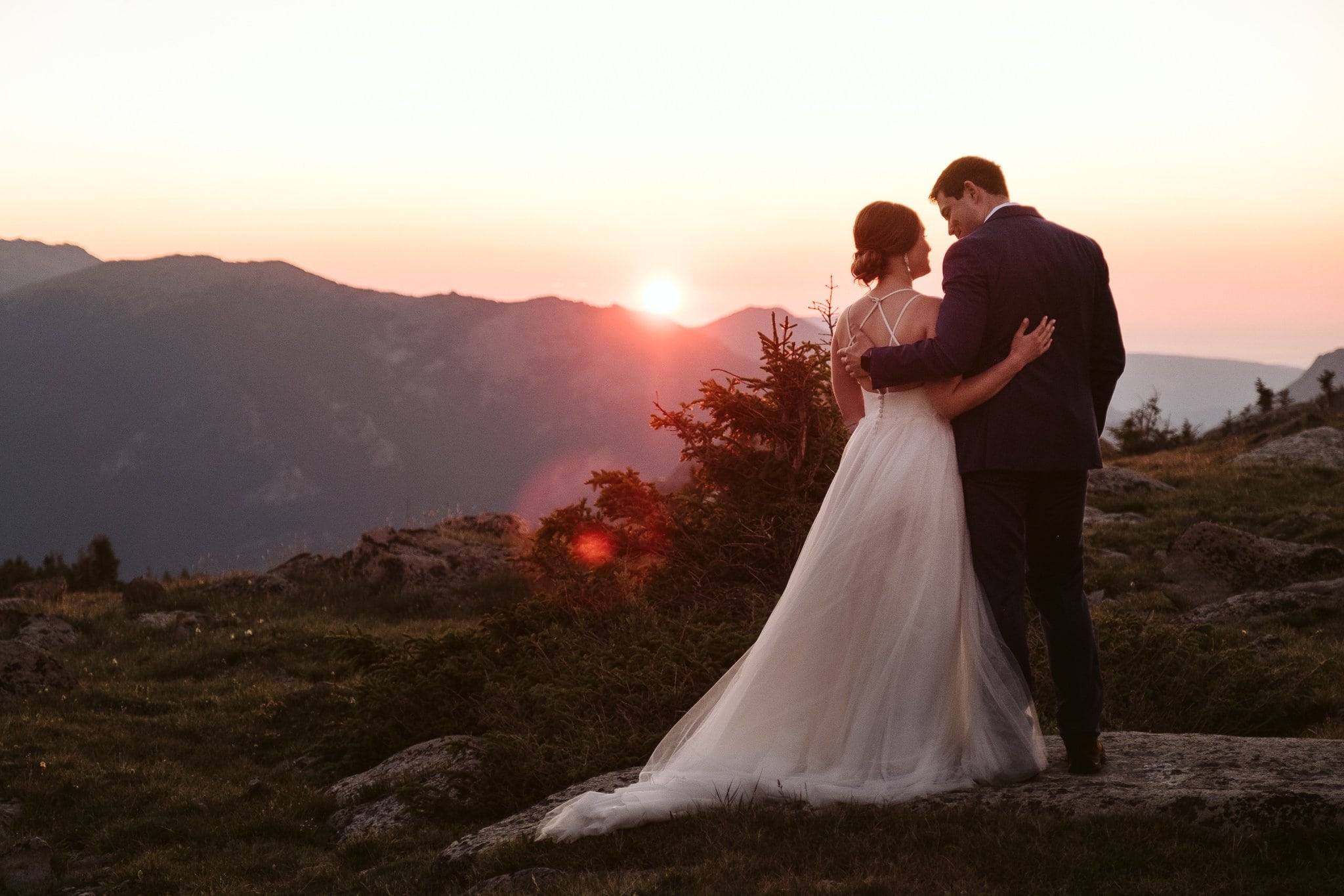 Sunrise hiking elopement in Rocky Mountain National Park, Colorado elopement photographer