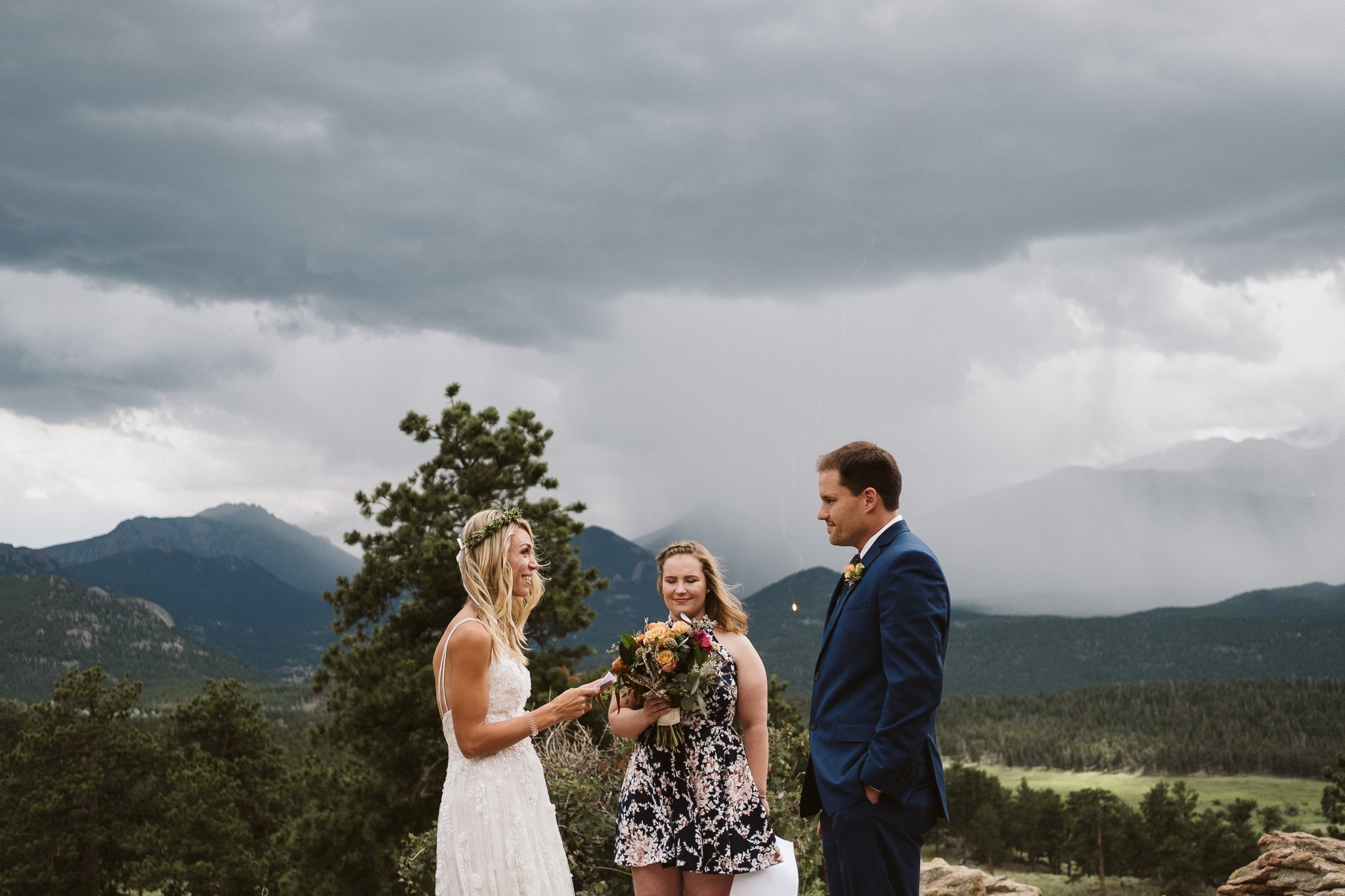 Elopement ceremony at 3M Curve in Rocky Mountain National Park, Colorado elopement photographer