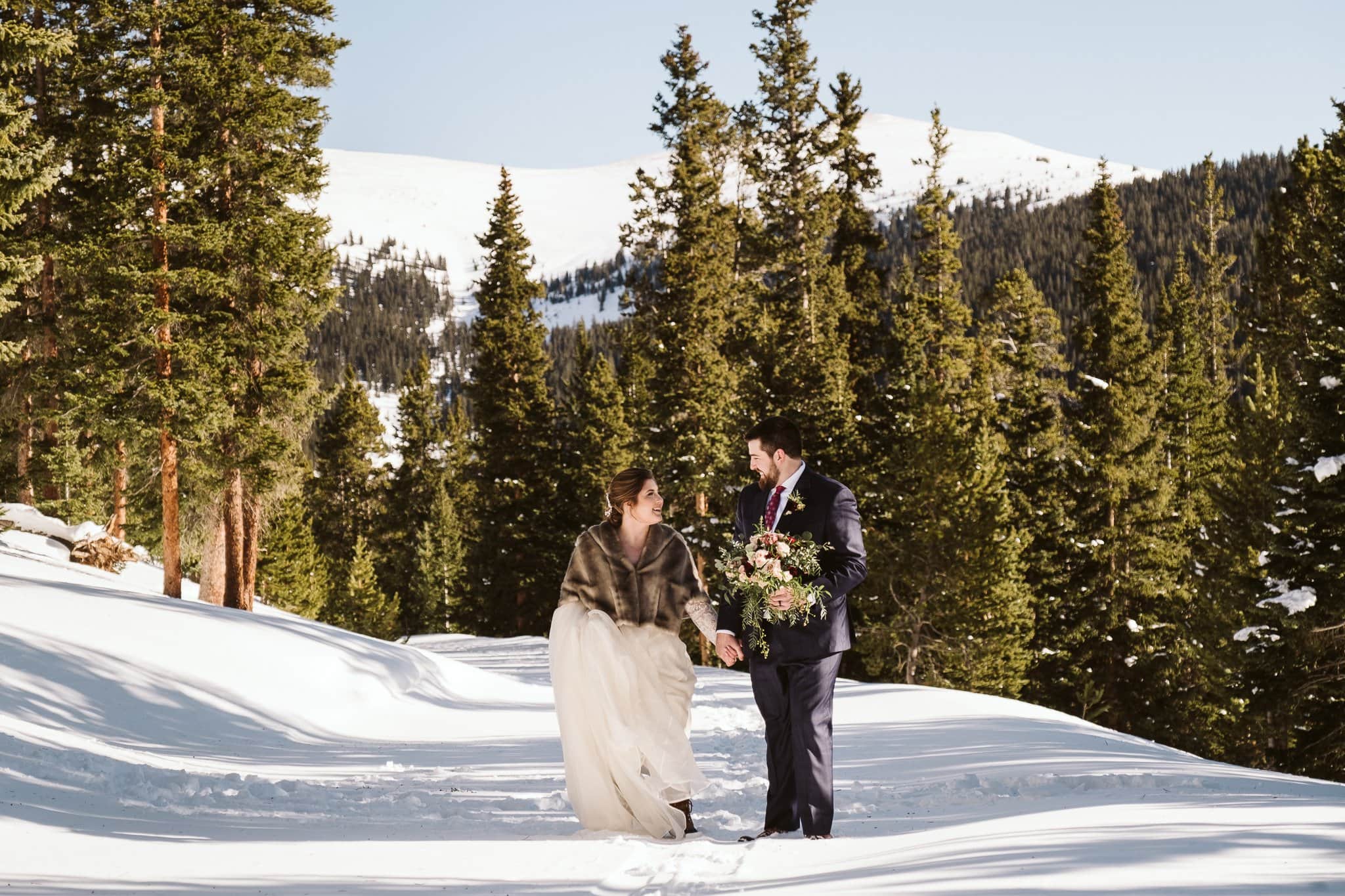 Winter elopement at Keystone Ski Resort.