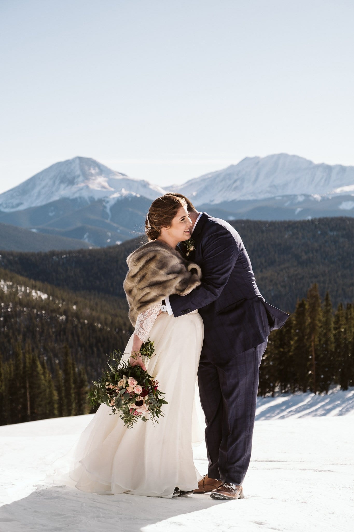 Winter elopement on the slopes of Keystone Ski Resort in Colorado.
