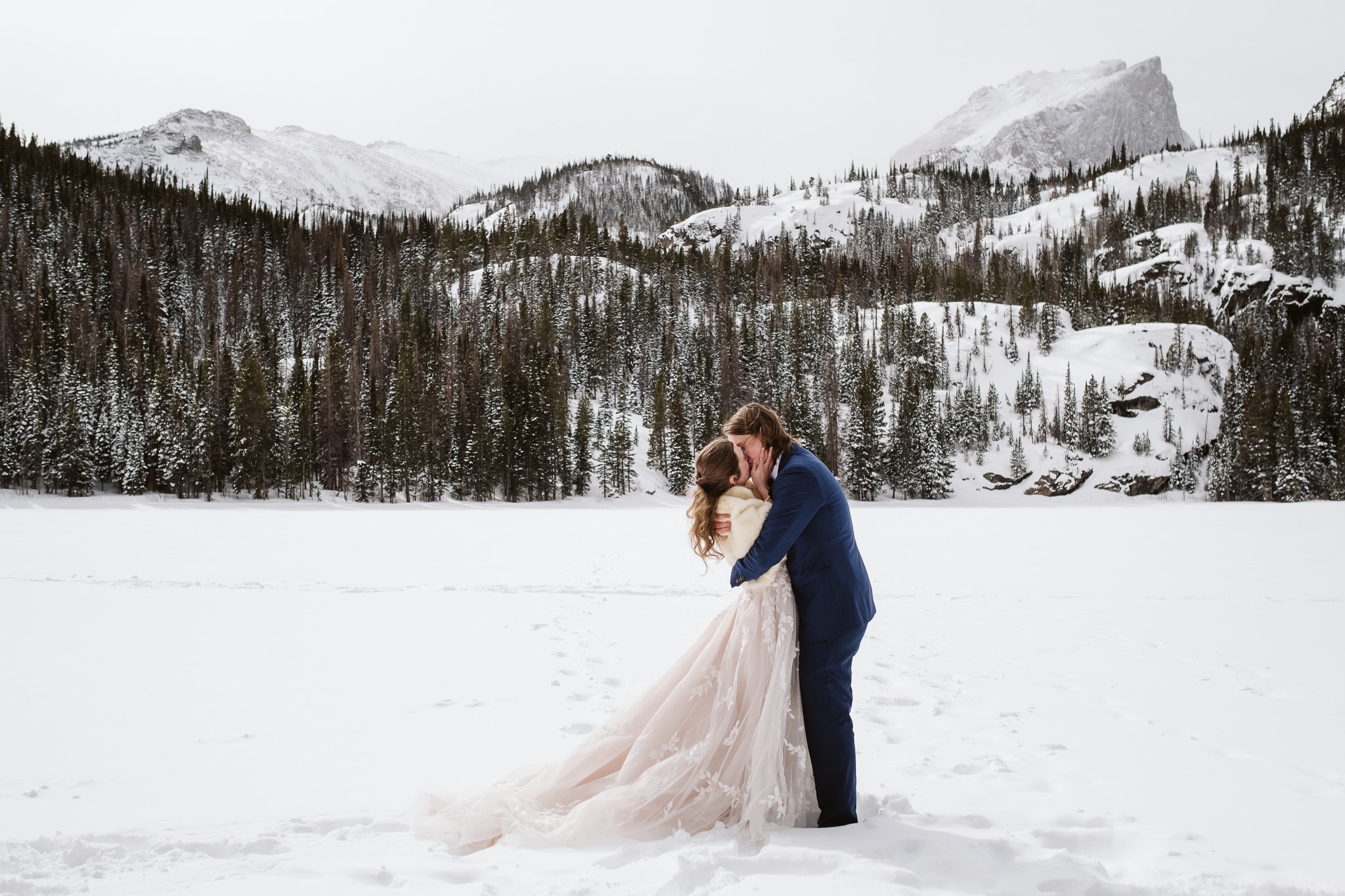 Estes Park winter wedding at Bear Lake