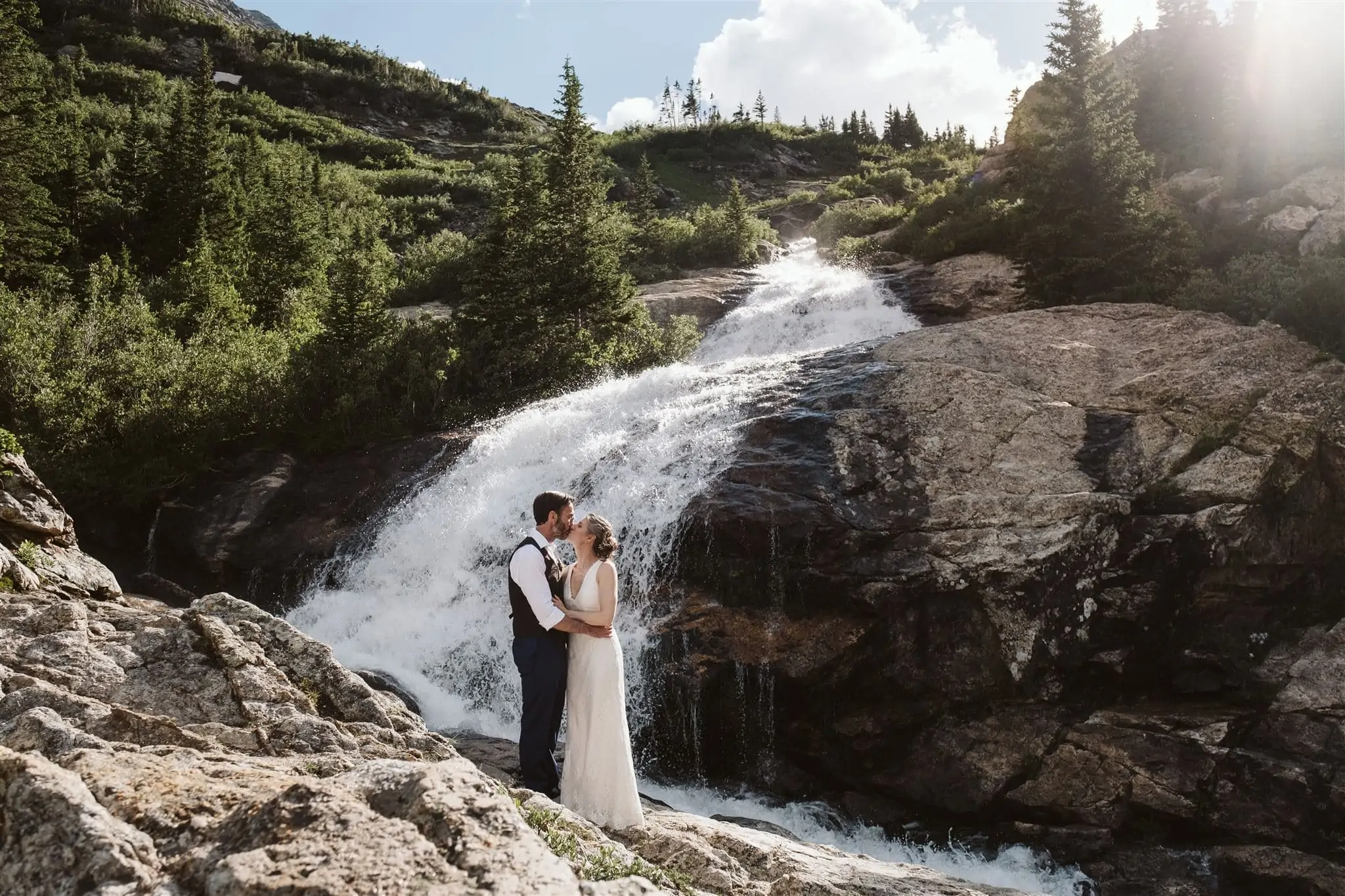Waterfall elopement in Breckenridge, Colorado
