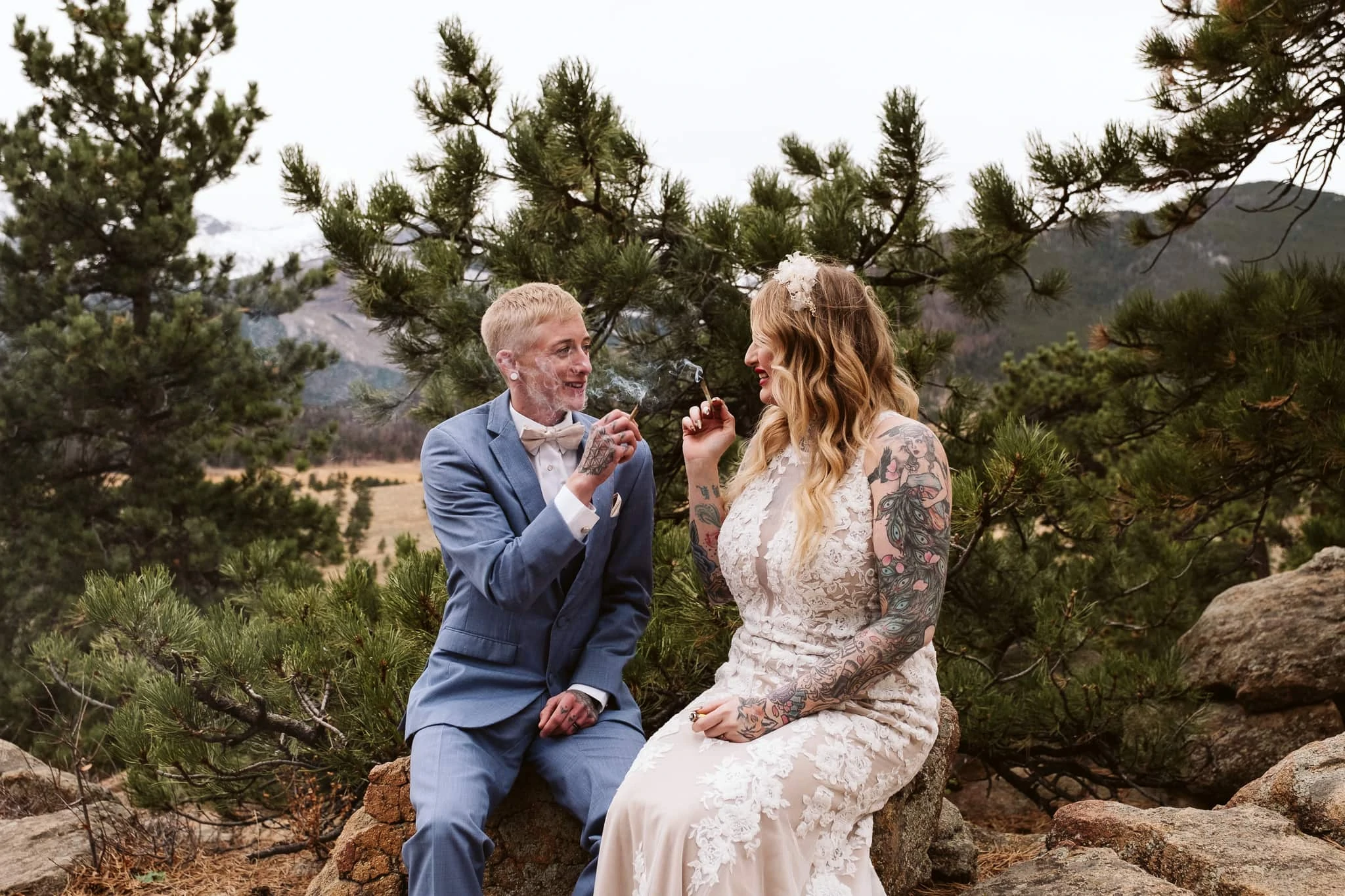Couple smoke a joint at 420 elopement