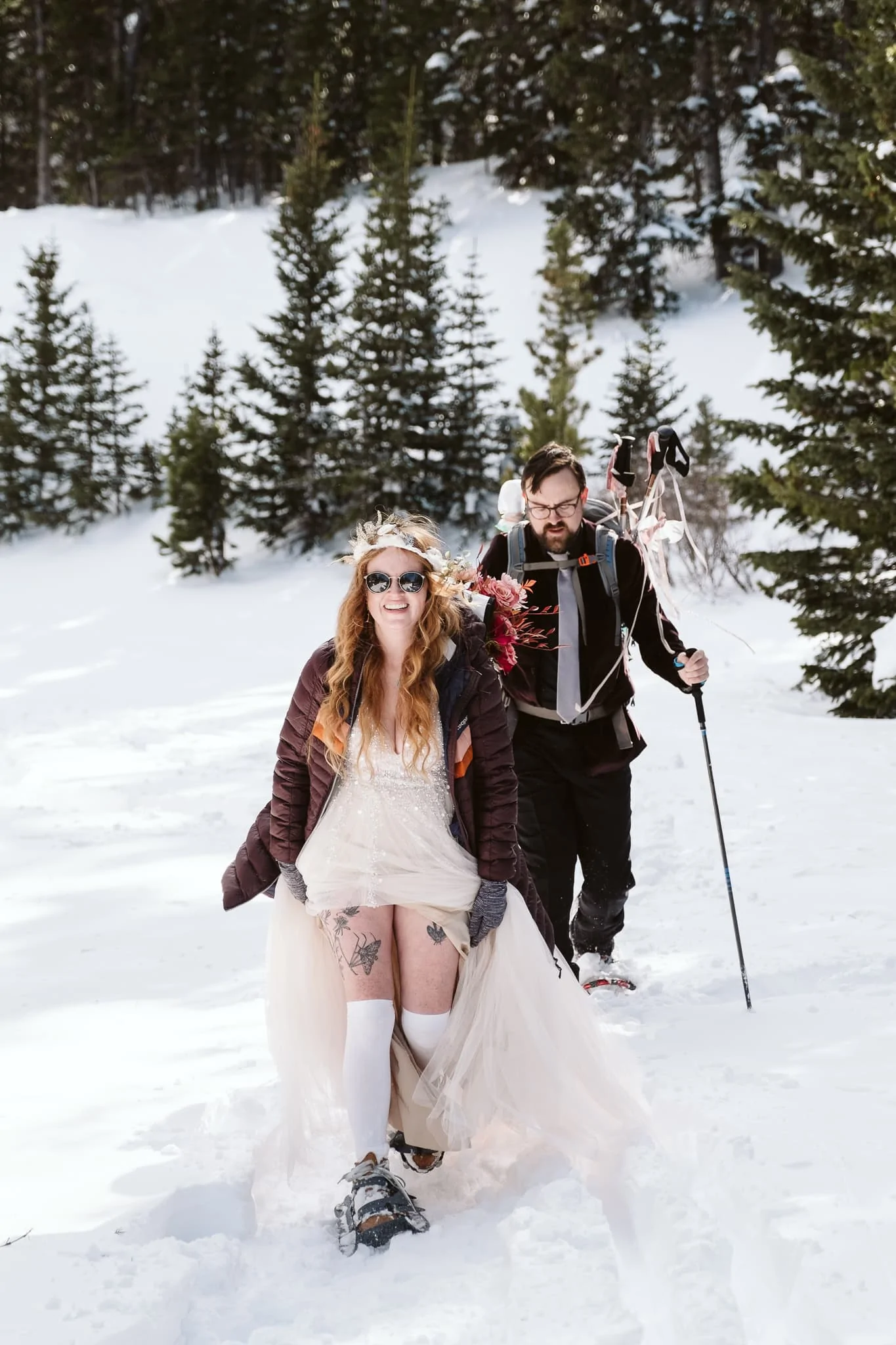 Snowshoeing elopement in Colorado