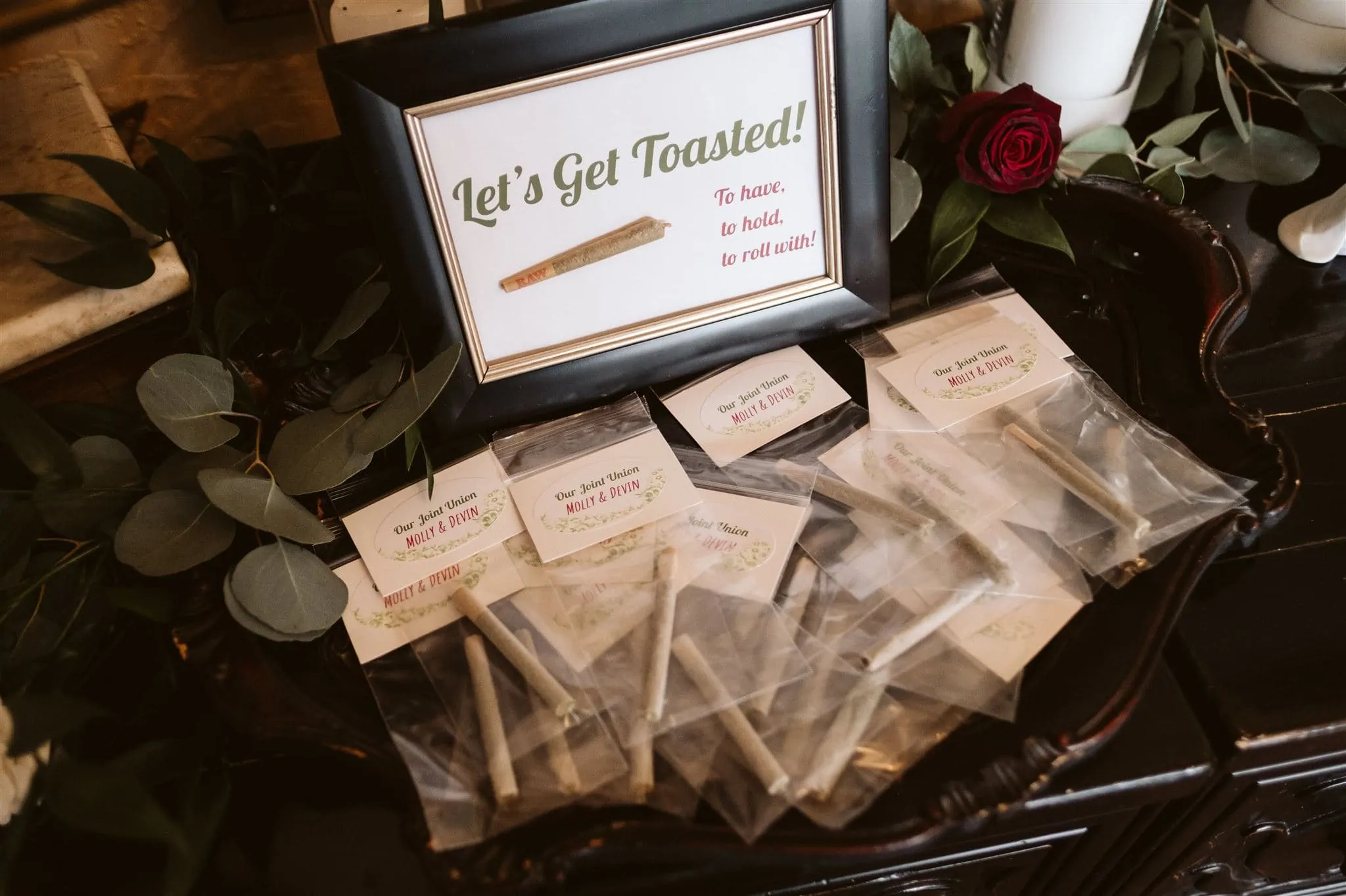 Cannabis wedding party favors