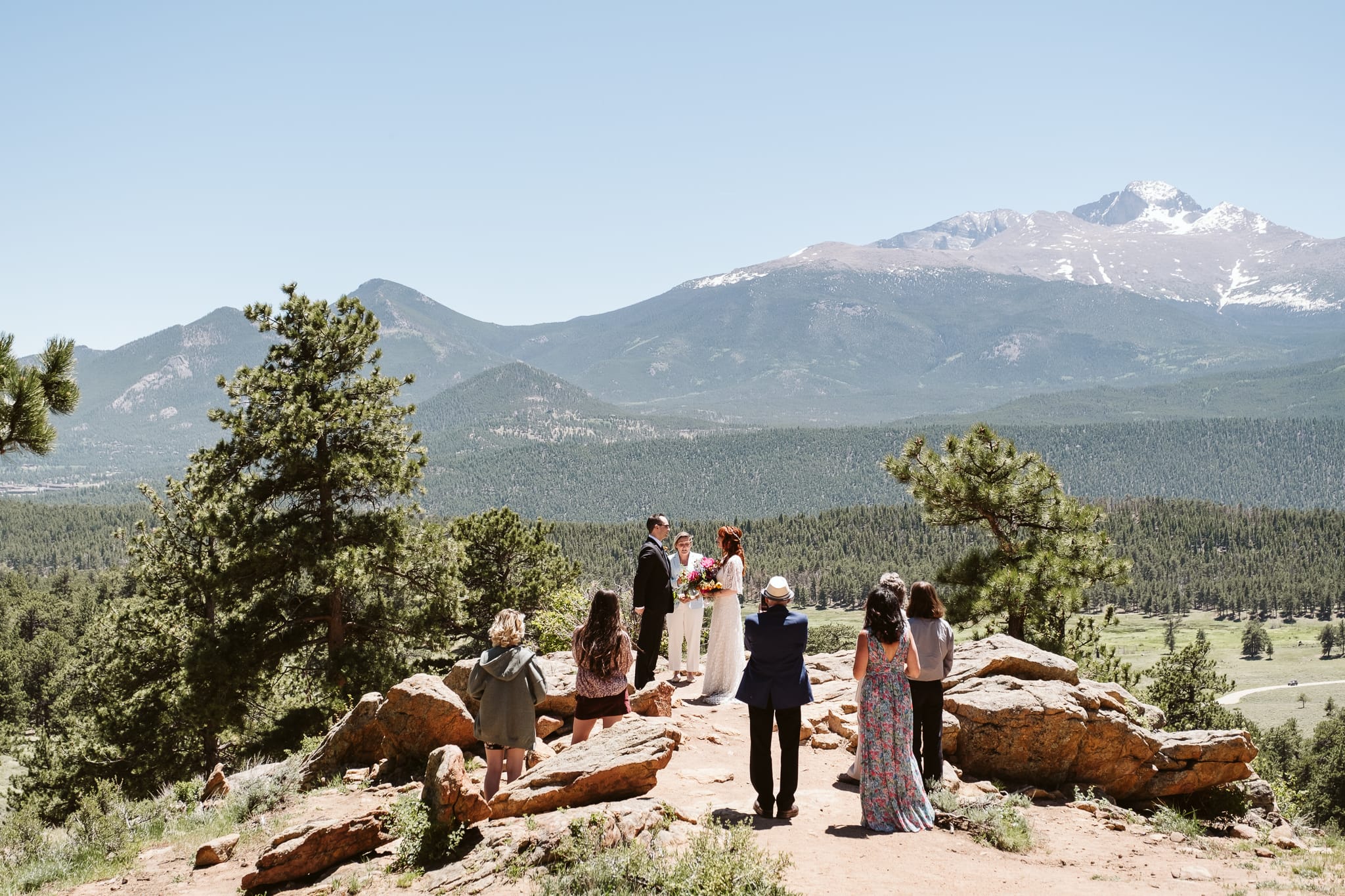 Midday elopement ceremony in Rocky Mountain National Park