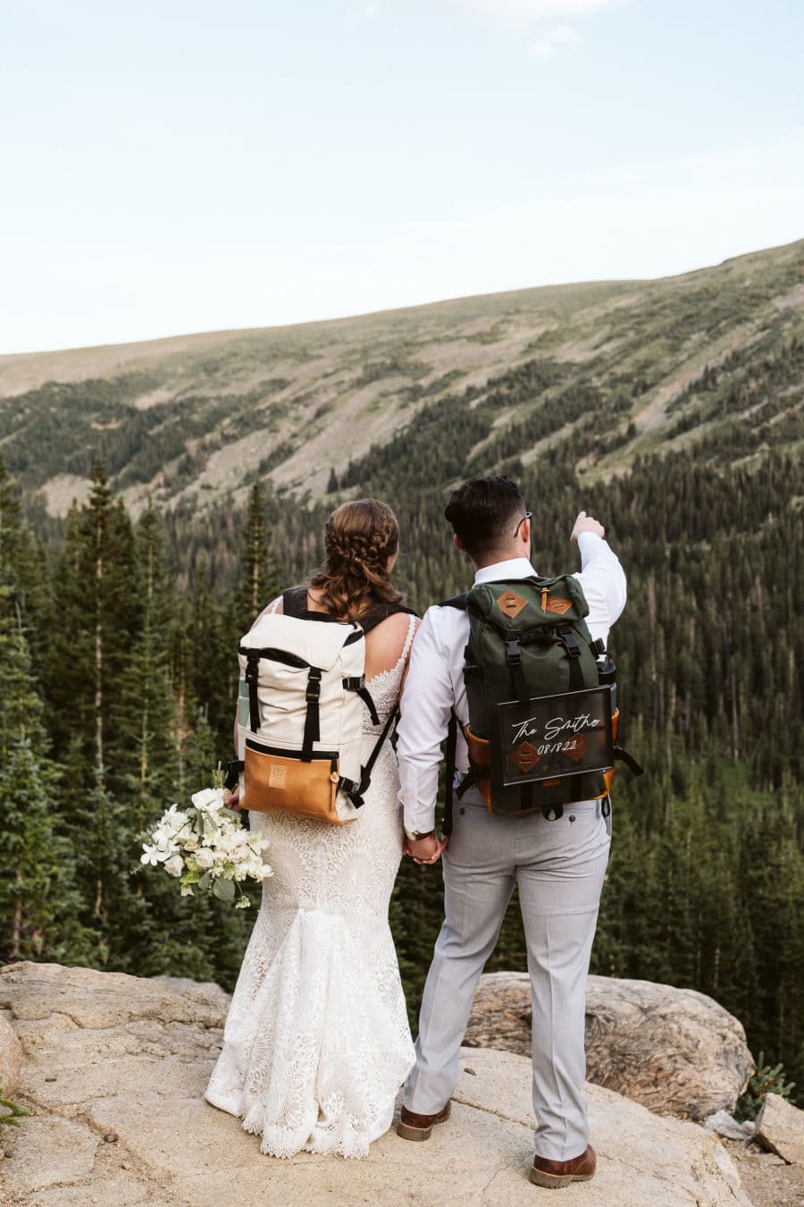 Custom elopement backpack signs