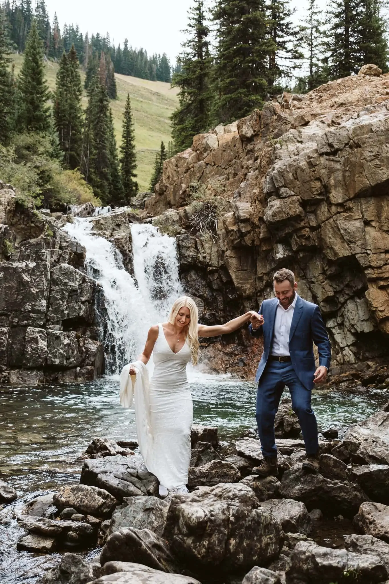 Waterfall elopement in Colorado