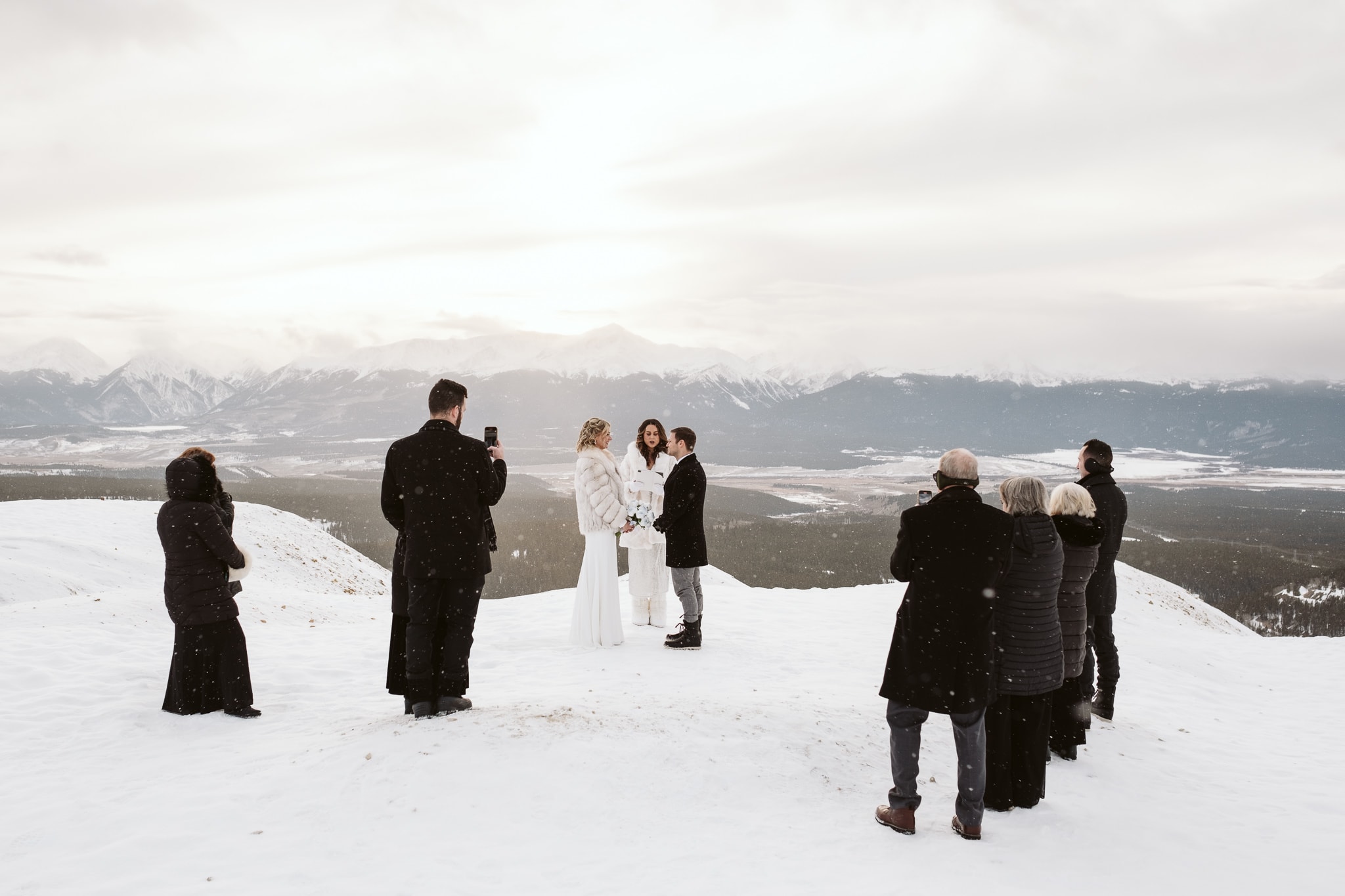 Wedding ceremony in mountains above Leadville
