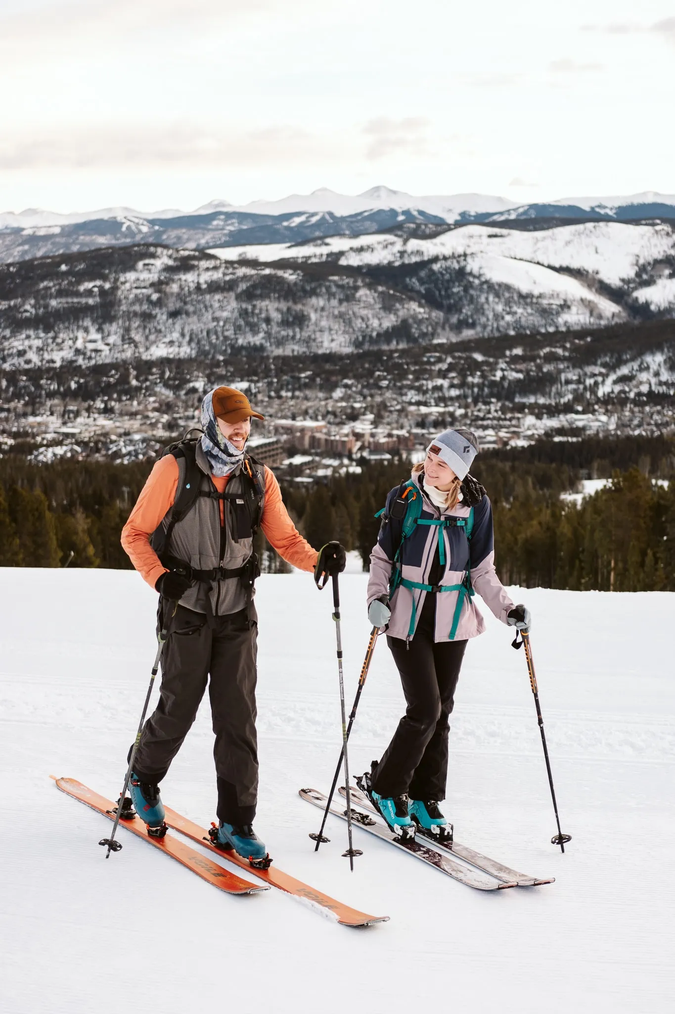 Skiing engagement photos at Breckenridge Ski Resort