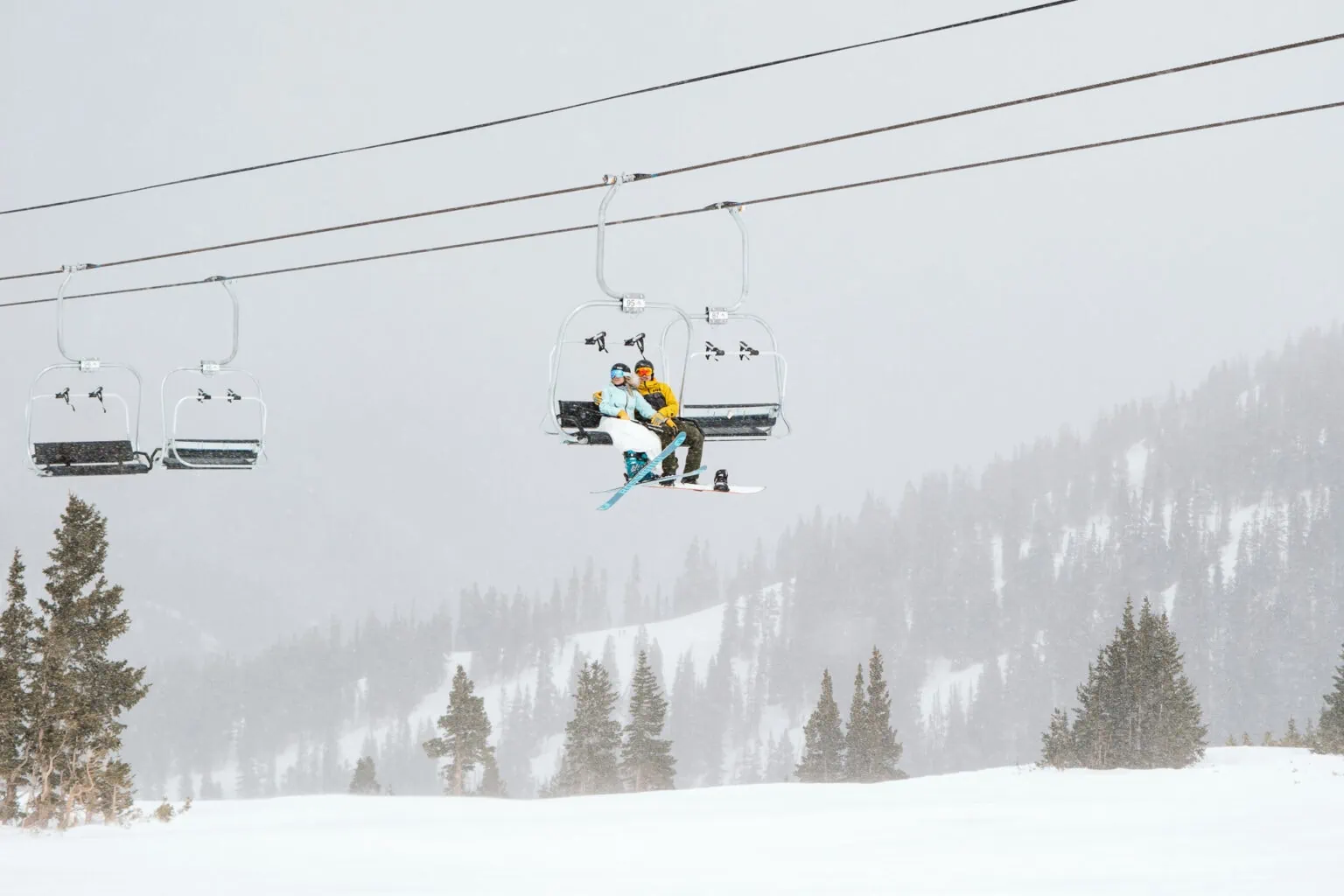 Snowboarding elopement at Loveland Ski Area in Colorado